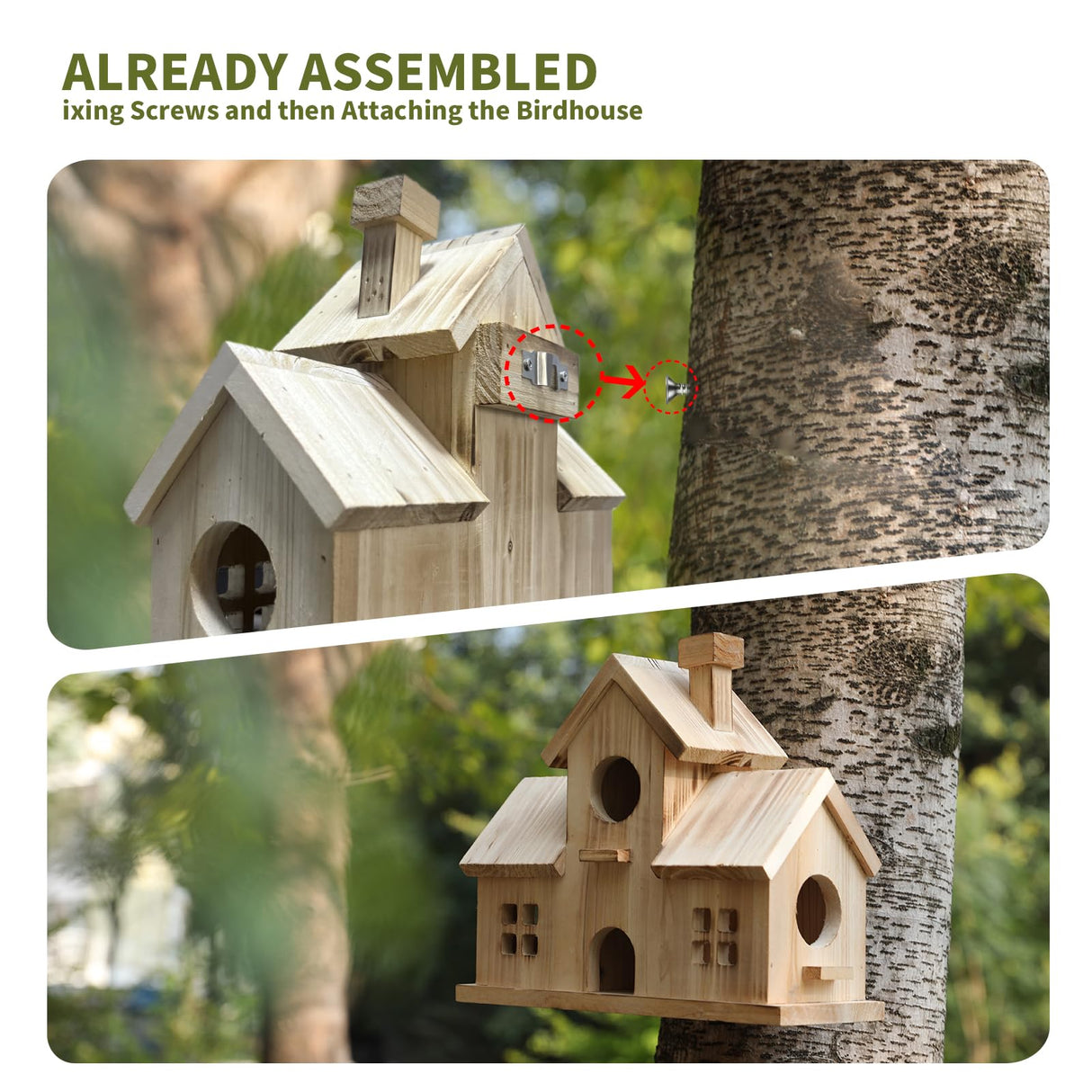 Bird House,Large Bird Houses for Outside,Hummingbird House,Bluebird Finch Wooden Hanging Birdhouse for Garden Wooden XDYGHH