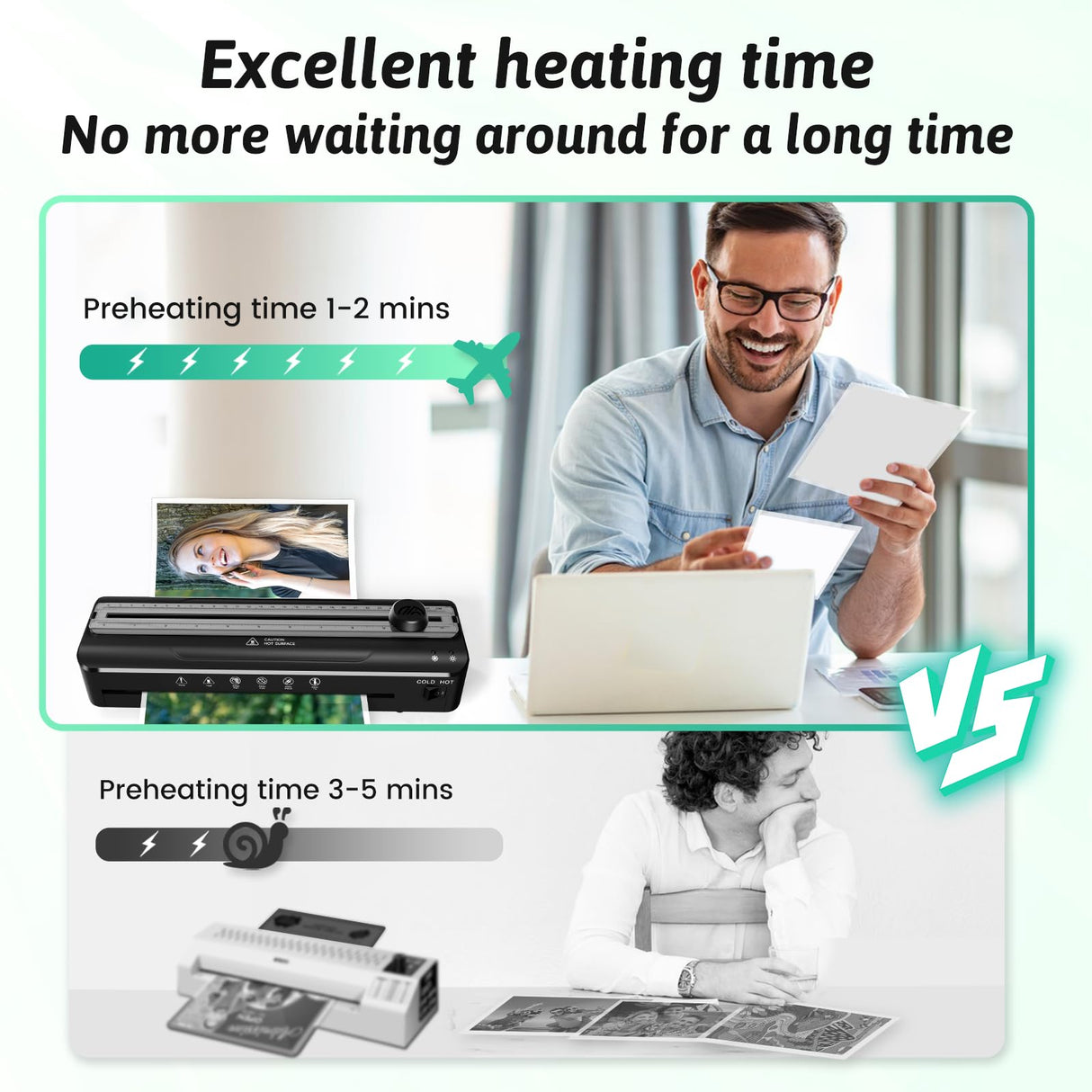 Laminator Machine A4 Laminators - 9 Inch Thermal Cold Laminating Machine with 20 Laminating Sheets, 8.5x11 Laminator with NTC Temperature Control 90-s Warm up, A4/A5/A6 Laminators for School Home MAXDONE
