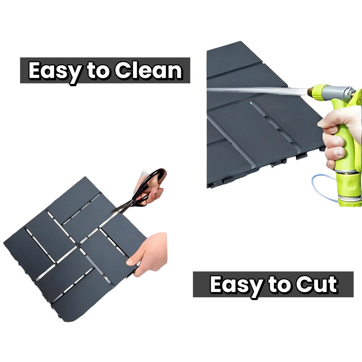 Plastic Interlocking Deck Tiles (44 PCS), 12x12 Inches Waterproof Outdoor Patio Flooring, Easy Snap Balcony Floor Tiles for Garden, Poolside, Backyard, Pathway, Indoor Use, Dark Grey, Grid Pattern Generic