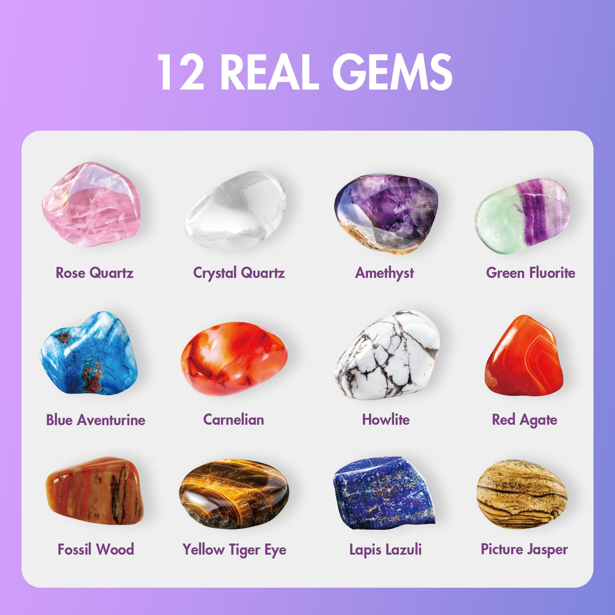 Gamerside Gemstone Dig Kit, Dig Up 12 Real Rocks and Minerals, Buy 2 Get 1 Gem Digging Kit, Toy Geology Archaeology Excavation Kits for Kids Age 6-12 Years, Educational Gift for Boys and Girls Gamerside