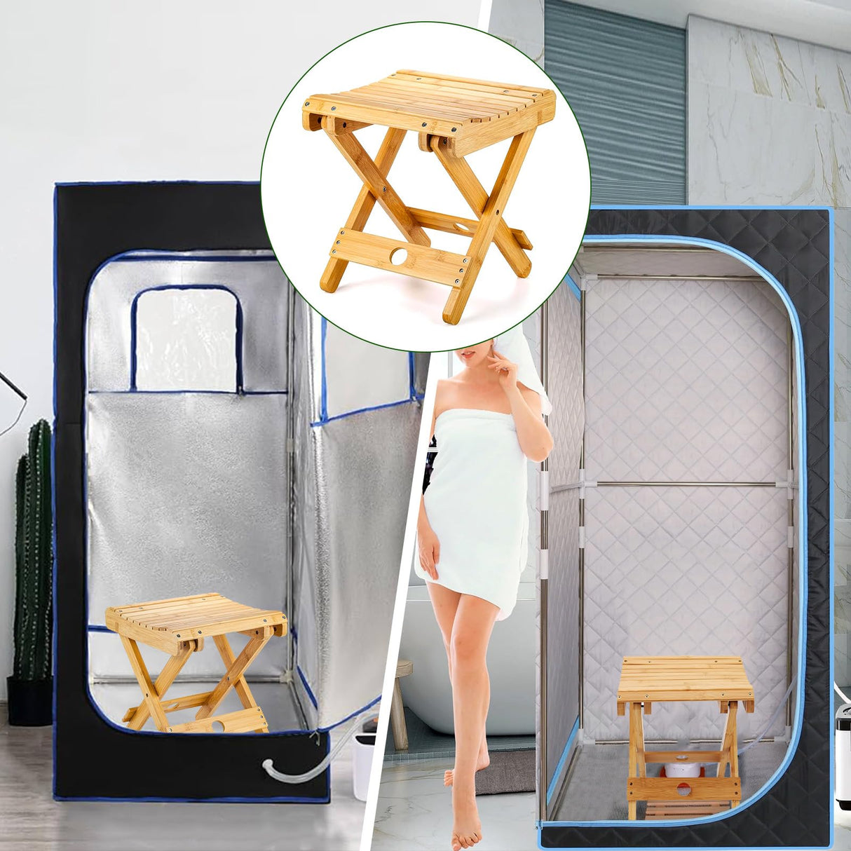WSBXBB Bamboo Sauna Chair, Portable Steam Sauna Chair Indoor, Steam Sauna Seat, Great for Portable Sauna Box for Home, Steam Sauna Accessories. Outdoor Camping Fishing Beach Chair WSBXBB