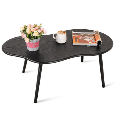 Small Coffee Table Black Cloud Coffee Table for Small Spaces Modern Center Table Unique Irregular Coffee Table with Wood Legs Living Room Mid-Century Sofa Table