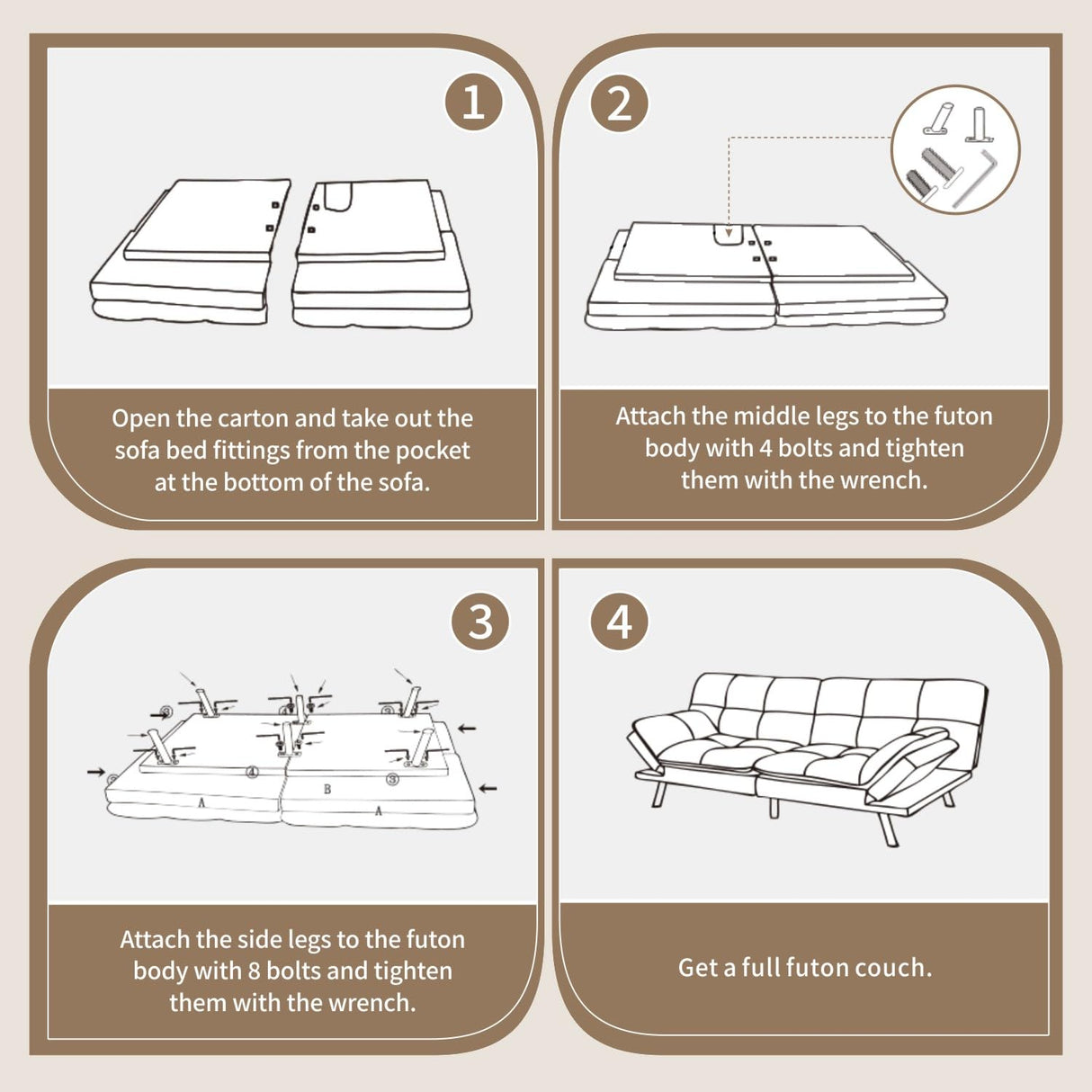 Opoiar 71" Convertible Futon Sofa Bed & Sleeper Couch - Memory Foam Loveseat Sofa with Adjustable Backrest/Armrest for Small Space, Apartment, Living Room - Black Opoiar