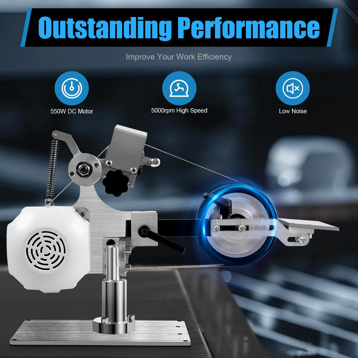 1" x 30" Belt Sander Bench Grinder with 60/800 Grits Sanding Belts, Desktop Belt Knife Sharpener Belt Sander Polisher Sharpener Grinder - DC Brushless Motor Polishing Machine 550W 110V (US Stock) JAYEUW