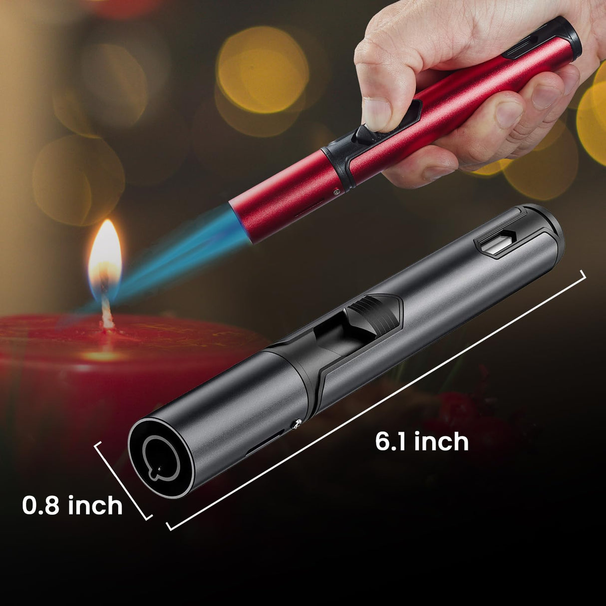 Urgrette 2 Pack Butane Torch Lighter, 6-inch Refillable Pen Lighter Adjustable Jet Flame Butane Lighter for Grill BBQ Candle Camping (Gas Not Included) Raven & Ruby Urgrette