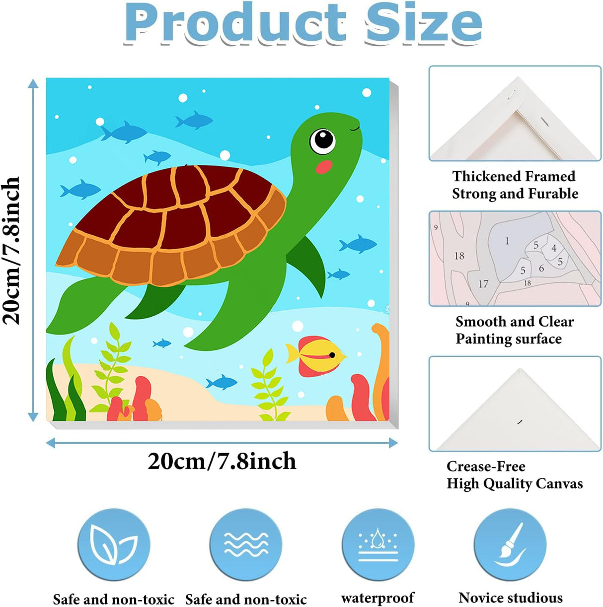 mrpwnle Framed 4 Pack Paint by Number for Kids, Paint by Numbers for Kids Ages 8-12, Painting by Numbers Kits Children Beginner, DIY Animals Acrylic Oil Painting Kits for Home Wall Decor 8x8inch mrpwnle