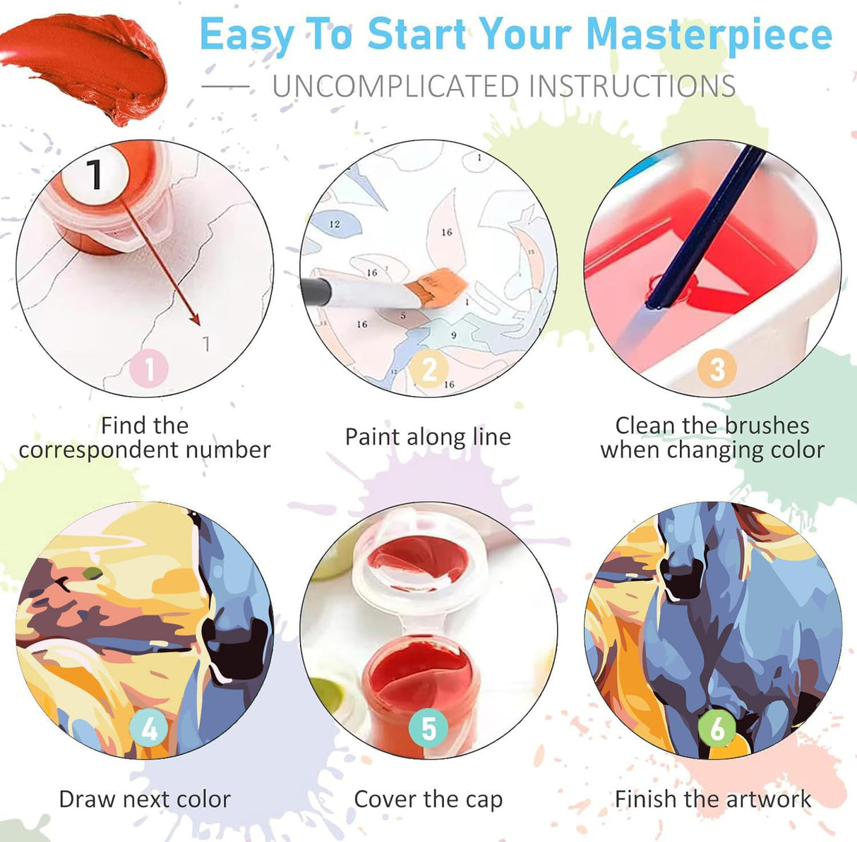 4 Pack Framed Paint by Numbers Kit for Adults 12x12inch-Animals Paint by Numbers Kit with Framed, DIY Painting by Number with Canvas Oil Painting for Gift Home Wall Decor (30x30cm, without Easel) ajepon