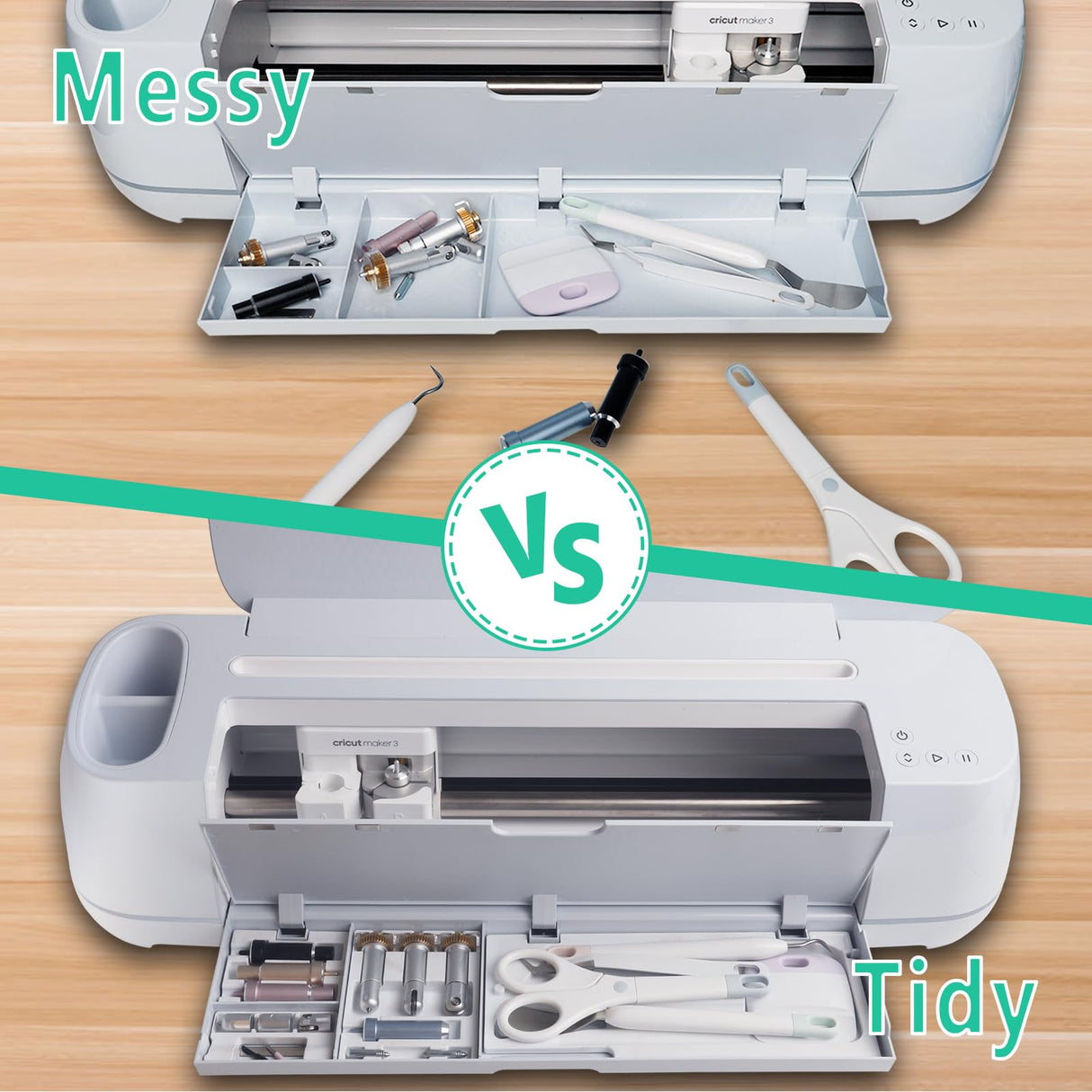 TVIOX Tool Storage Insert Compatible with Cricut Maker 3 & Maker, Drawer Weeding Tools Kit Tray, Blades Housing Quickswap Tip Accessories Organizer, White (Blades Housing and Tools not Included) TVIOX