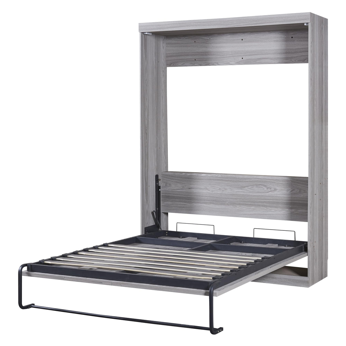Ball & Cast Murphy Bed Full Size,Hideaway Beds Chest with Wardrobe,can be Folded,Wall Bedframe w/Wood Slat Support,No Box Spring Needed,for Bedroom Apartment,Grey Ball & Cast
