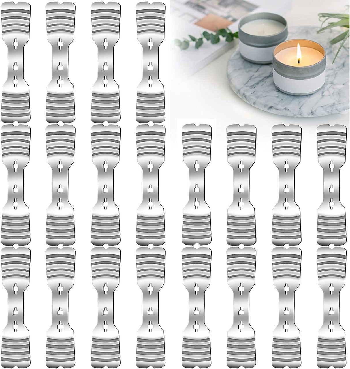 20 pcs Metal Candle Wick Holders, Upgraded Candle Wick Centering Devices, Silver Stainless Steel Candle Wick Holder for Candle Making ABK