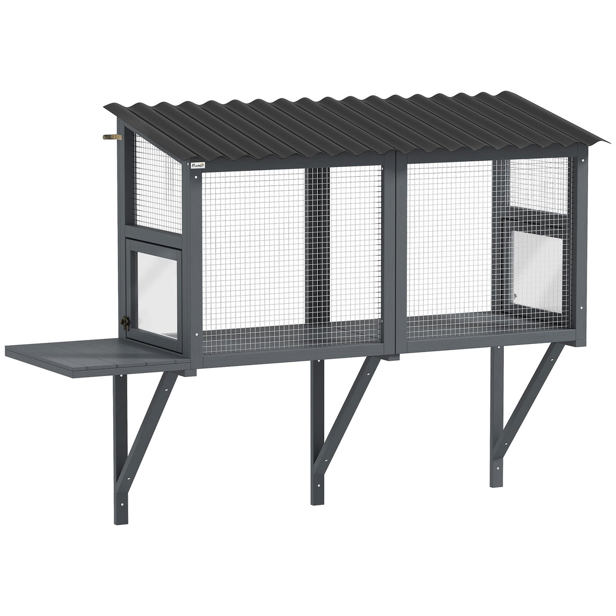 PawHut Cat Catio, Catio Outdoor Cat Enclosure for Multiple Kittens with Wooden Window Box, Jumping Platform for Safely Enjoying Outdoor Sights, Sunbathing, Napping, Playing, Gray PawHut