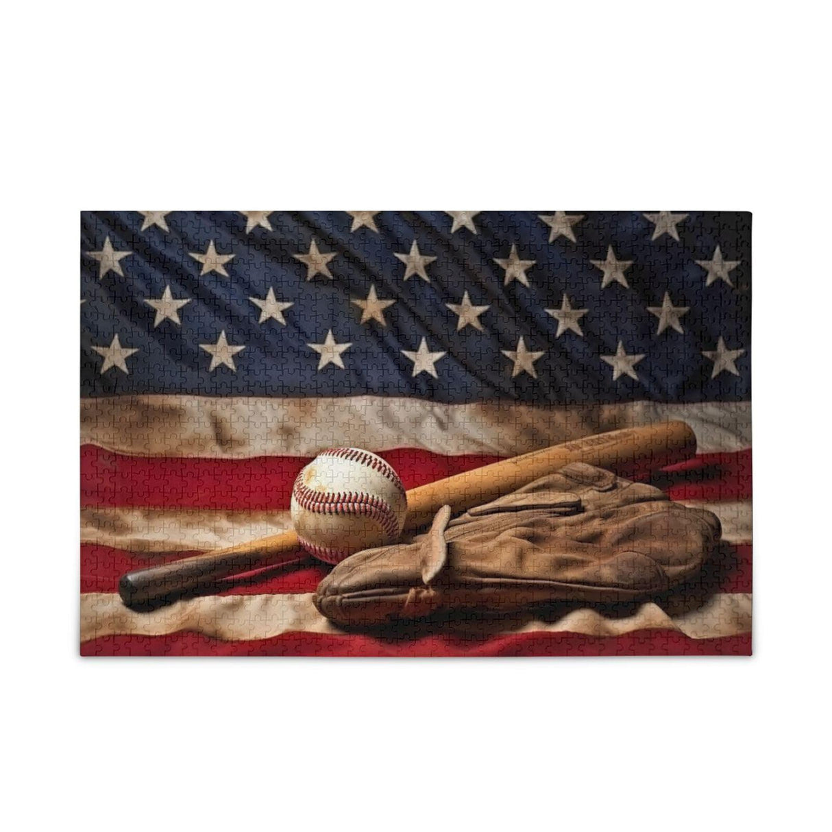 Kigai Baseball American Flag 500 Pieces Wooden Jigsaw Puzzle for Adults Teens Kids, Fun Family Game for Holiday Toy Gift Home Decor Kigai