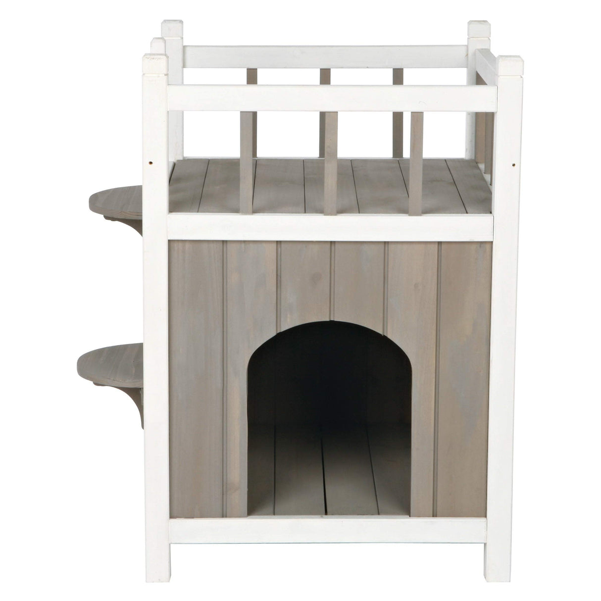 TRIXIE Cat Home with Balcony, Elevated Cat House, Weatherproof Shelter, Ideal for Cats and Small Dogs 17.5 x 17.5 x 25.5 in. TRIXIE