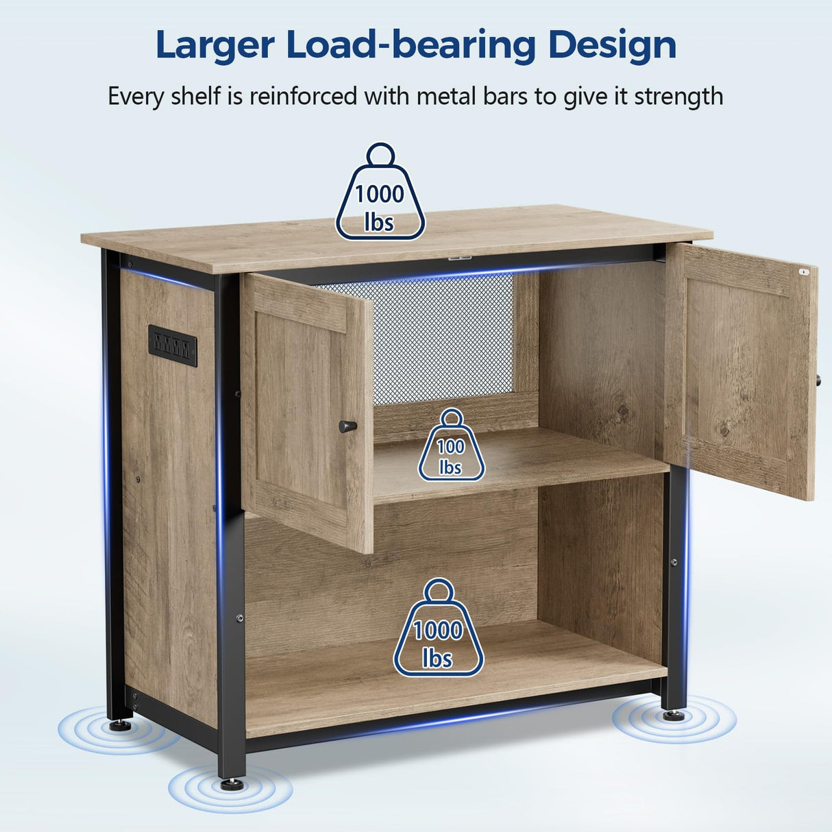 Tatub 40-50 Gallon Fish Tank Stand with Power Outlets, Metal Aquarium Stand with Accessories Storage, Heavy Duty Fish Tank Table Suitable for Turtle, Reptile Terrarium, 1000LBS Capacity Tatub