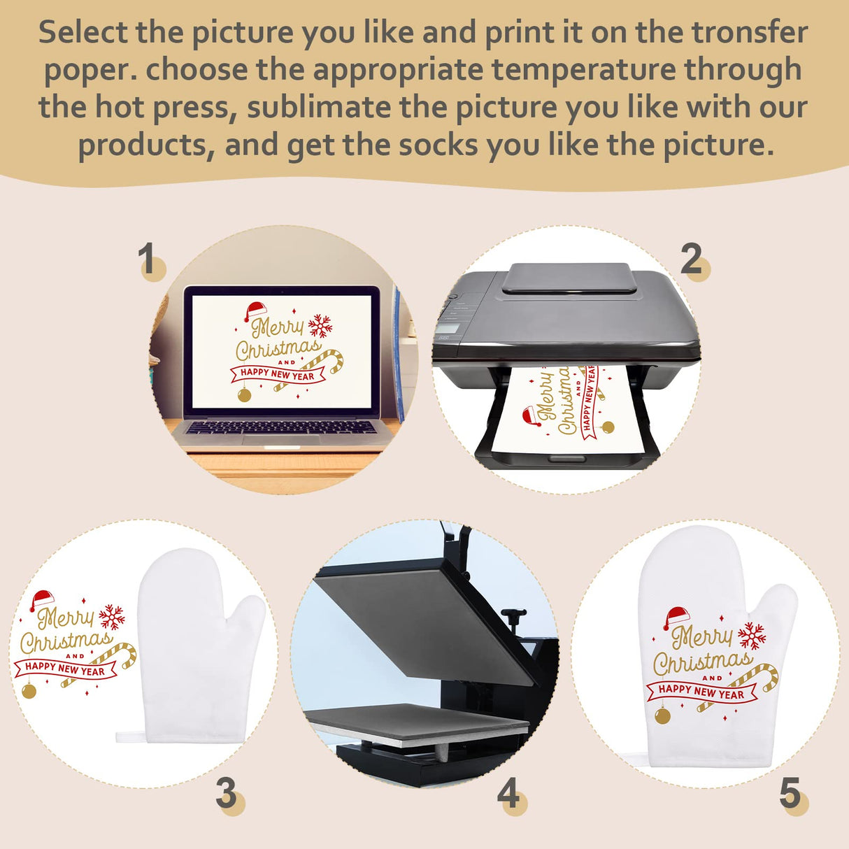 4 Pcs Blank Sublimation Oven Mitts Heat Resistant Kitchen Gloves Cotton for DIY Kitchen Dining Room Accessories Yinkin