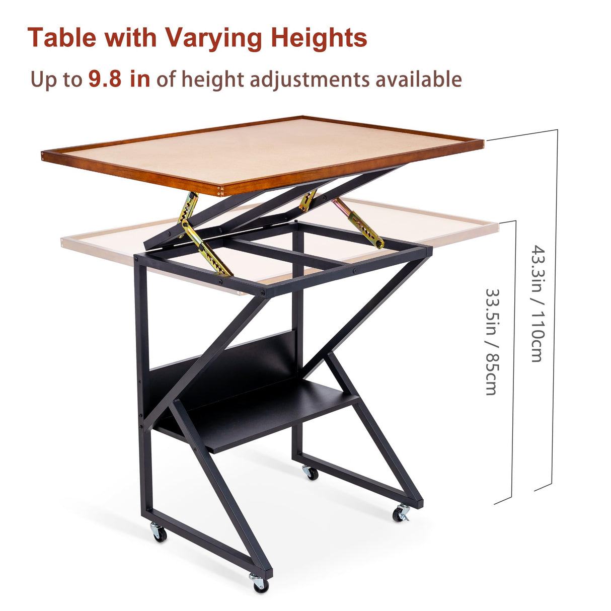 Lavievert Jigsaw Puzzle Table with Cover and Angle & Height Adjustment, Detachable Double-Sided Puzzle Board with Auxiliary Line, Tilting Table with Storage Shelf & 4 Casters for Up to 1500 Pieces LAVIEVERT