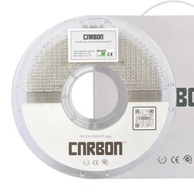 Silver (Ag) Certified Food Grade PETG Anti-Bacterial 3D Printer Filament - CARBON by Comfy Materials - Lab Tested Anti-Microbial Composite, 1.75mm, 1kg, Accuracy: +/- 0.02 (Natural PETG)