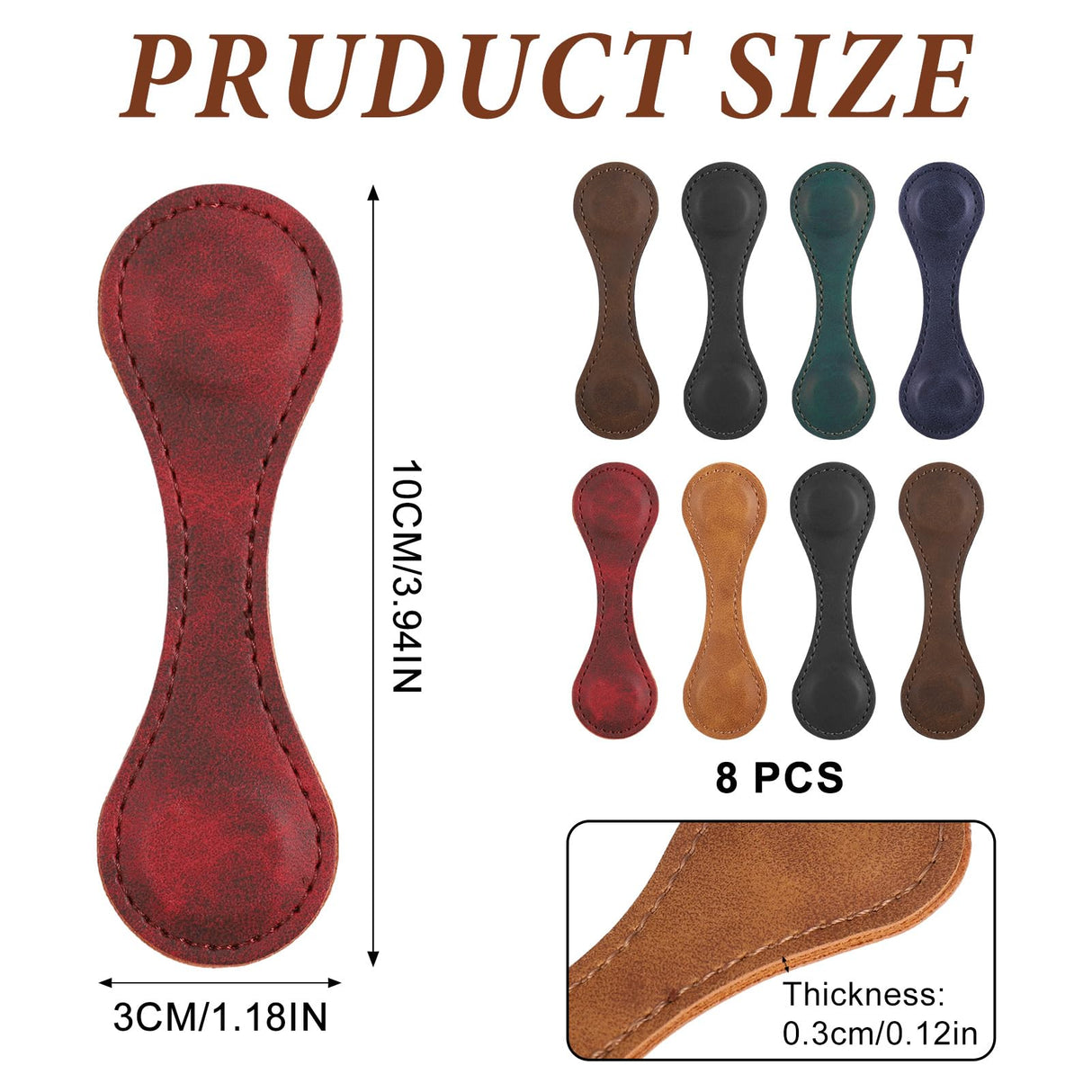 GGSTDDUP 8 Pcs Leather Magnetic Bookmarks,Retro Magnetic Bookmark Holder,Double-Sided Magnetic Buckle for Wallet,PU Leather Bookmark Gift Suitable for Reading Lovers(Dark Colour) GGSTDDUP