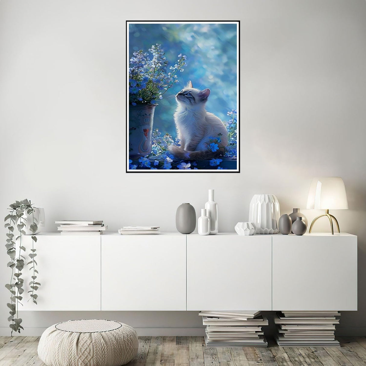 YQFCZDQ Round 5D Diamond Painting Kits for Adults,Cute Cat Animal Diamond Art Kits for Adults Beginner,Flowers DIY Full Drill Diamond Dots Paintings with Diamonds Gem Art Craft Home Decor 13.8x13.8in YQFCZDQ