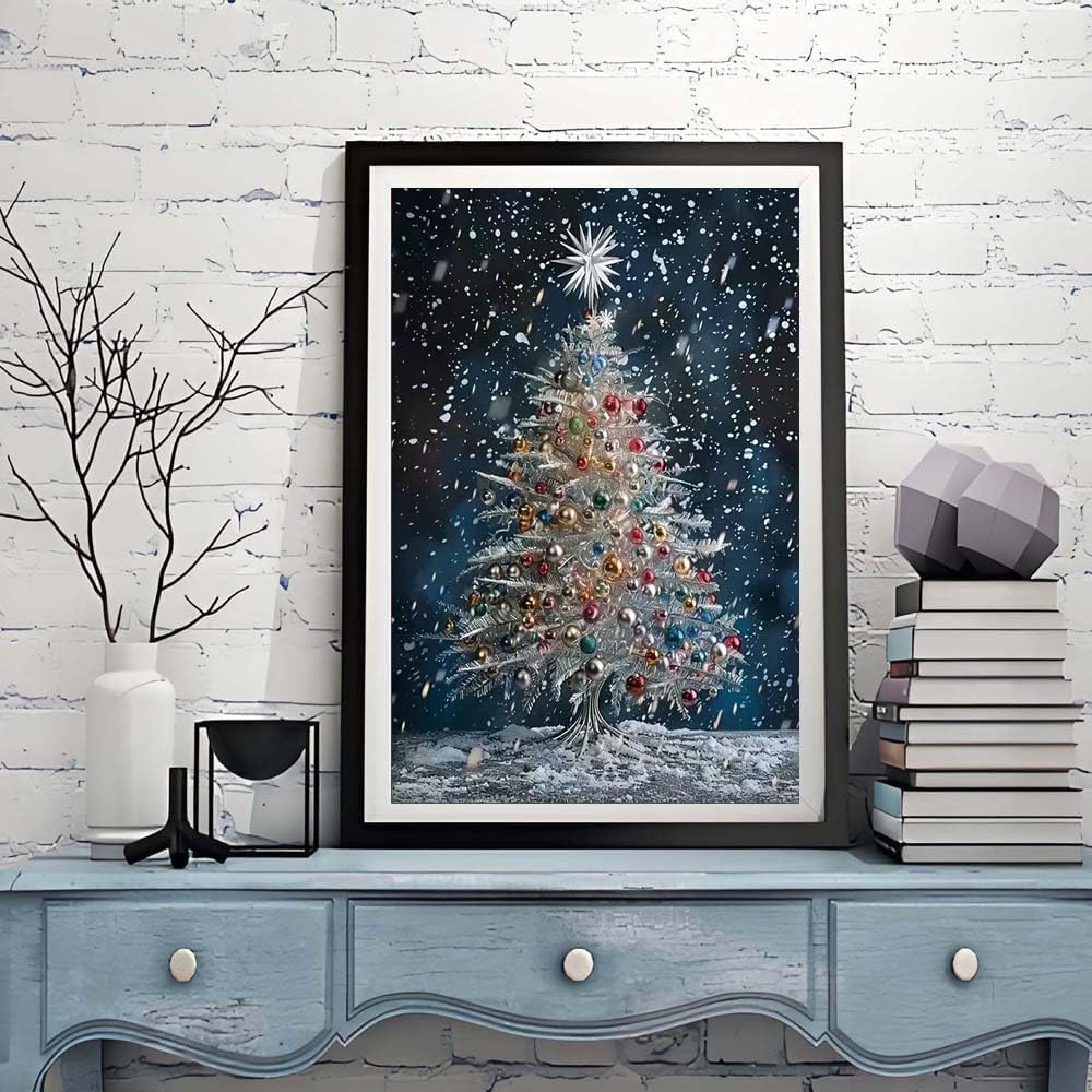 Christmas Tree 5D Diamond Painting Kits For Adults-Winter Snowflake Diamond Art Kits For Beginner,DIY Full Round Drill Diamond Dots Paintings With Gem Art Crafts For Adults,Home Wall Decor12x16inch ZQEATRY