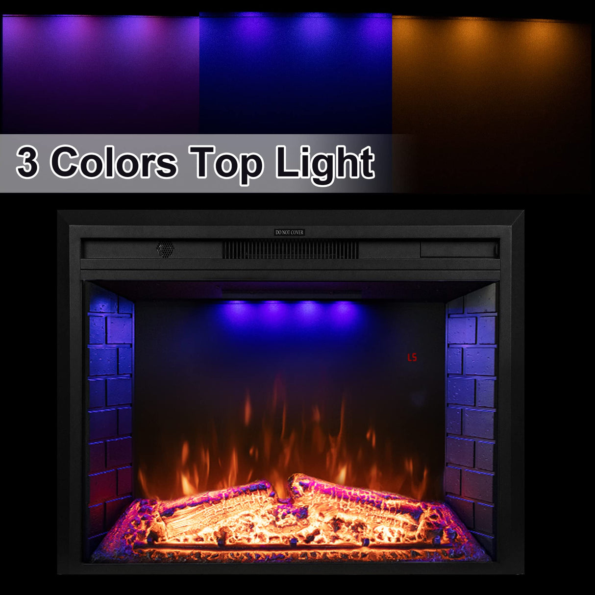 Dreamflame 36 inch Wide 21 inch High Electric Fireplace, Wall Fireplace Electric with Remote Control, Realistic Log and Crackling Sound, Overheating Protection and Timer, 750/1500W Black Dreamflame