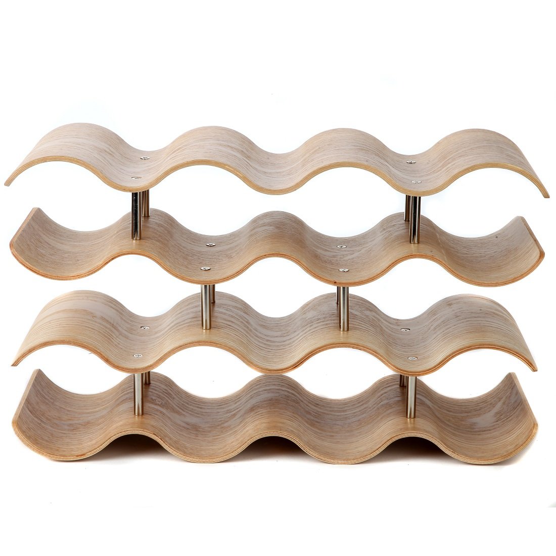 Lily's Home Countertop Wave Wine Rack, Wood, Elegant and Modern, Table Top Wine Storage (Oak, 14 Bottles) Lily's Home