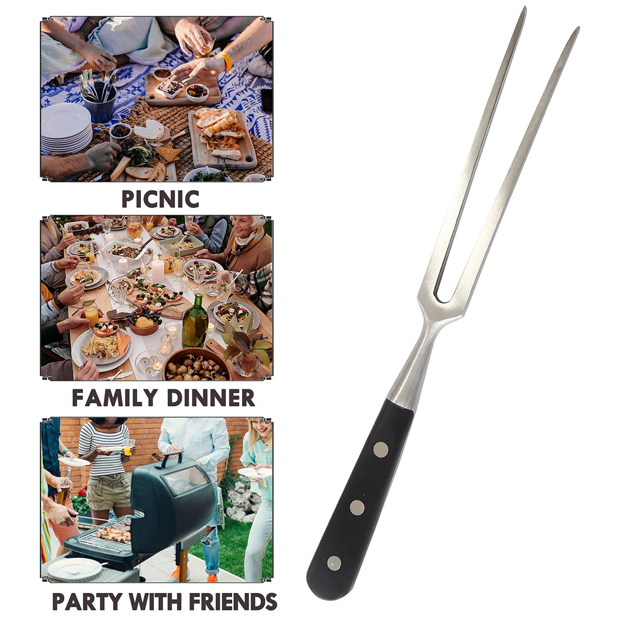 VOJACO Carving Fork, Meat Fork, 12 Inch Cooking Fork, Heavy Duty Stainless Steel BBQ Fork, Long Metal Chef Pro Kitchen Forks for Barbecue, Serving, Cooking, Grilling, Roasting VOJACO