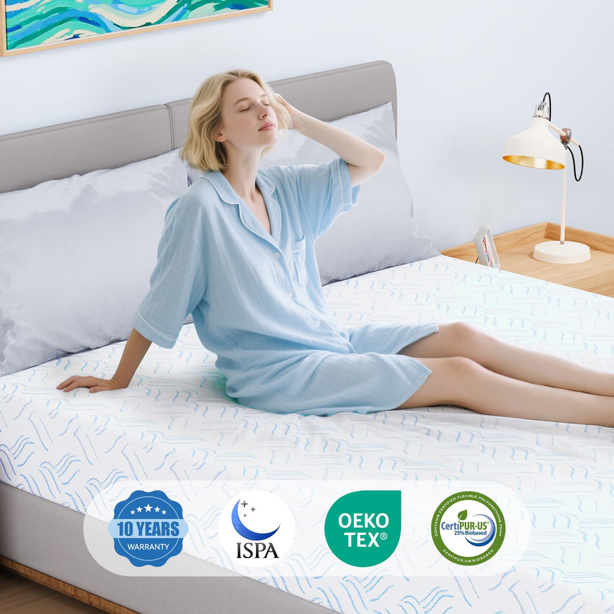 MSJh King Mattress,Cooling Gel Memory Foam Mattress Medium Firm, with Removable Cover, Bed in A Box,Made in The USA,Support Cool Night Sleep & Pressure Relief,White(10 in, King-80"*76"*10") MSJh