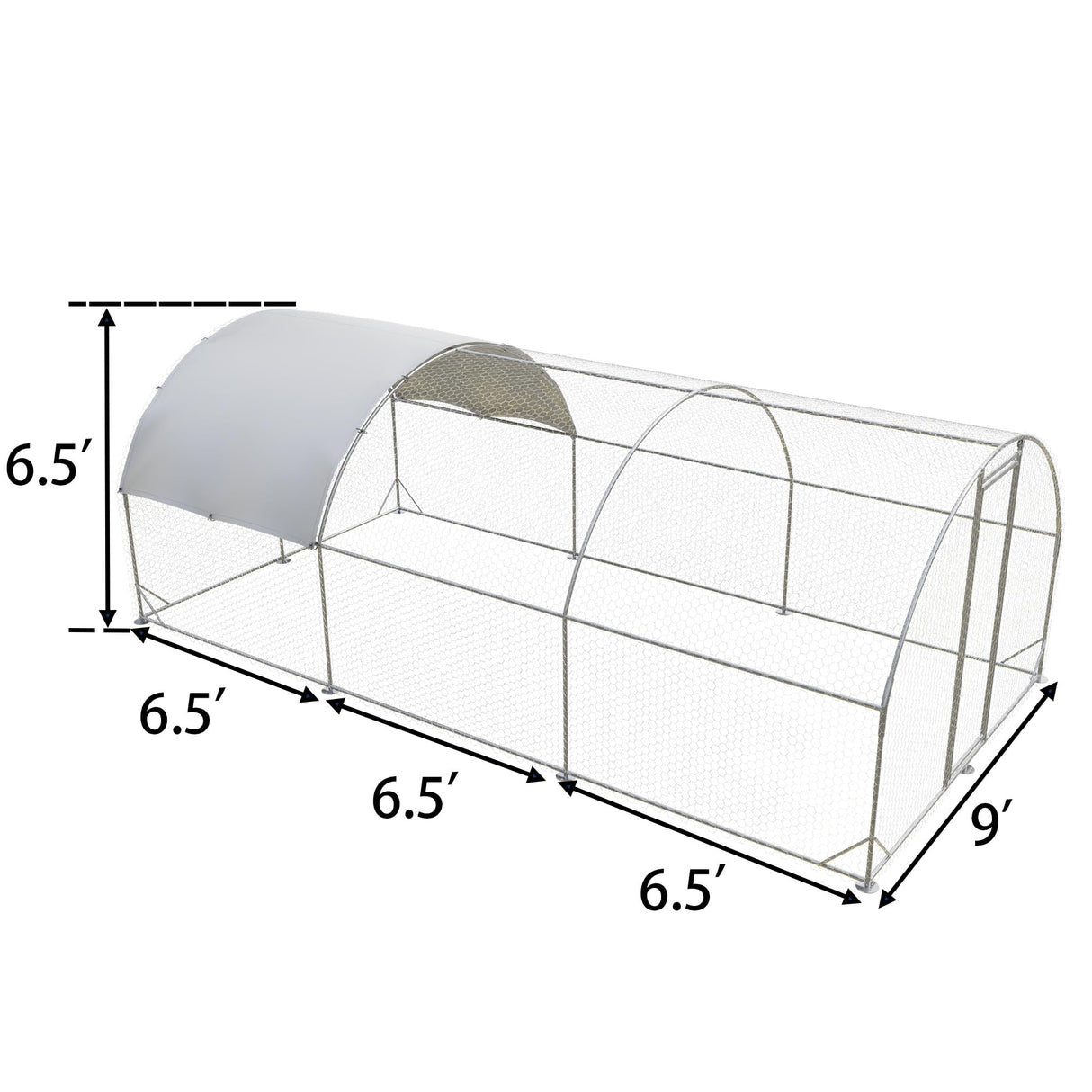 Large Metal Chicken Coop,Outdoor Chicken Coop Run with Water-Resident and Anti-UV Cover,Dome Roof Walk-in Poultry Cage Duck Rabbit House for Outside,Backyard and Farm, 19.5'Lx9'Wx6.5'H HOOYEAH