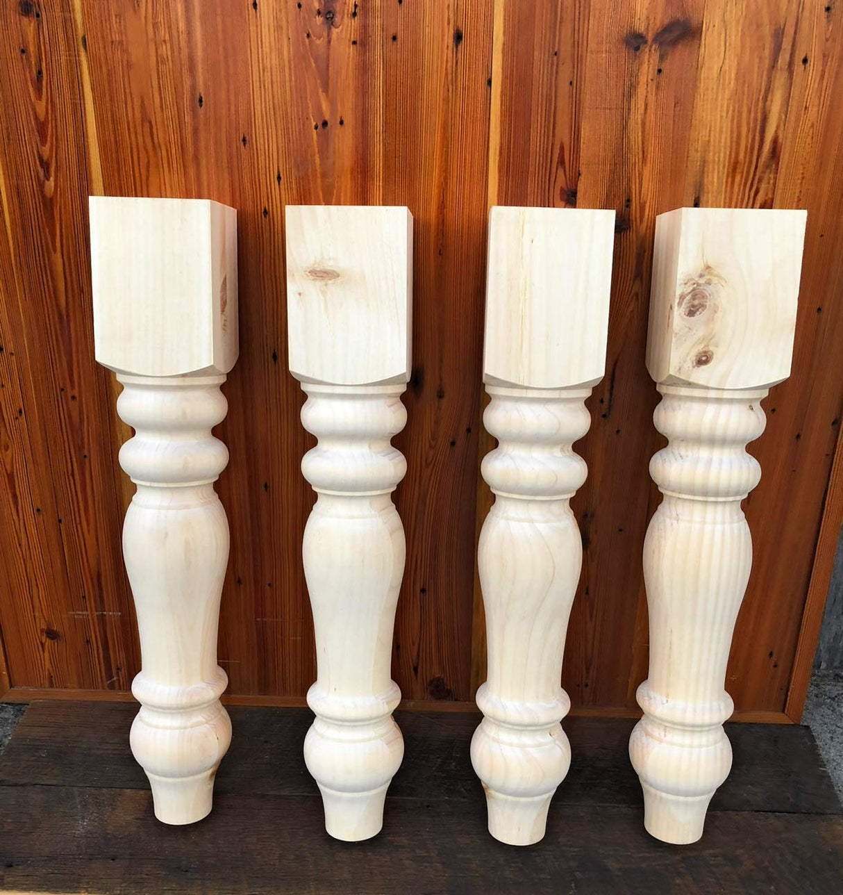 CAROLINA LEG CO. Chunky Farmhouse Dining Table Legs - Handmade in USA - Unfinished - DIY Furniture - Widely Compatible Turned Wooden Legs - Dimensions: 5" x 29" CAROLINA LEG CO.