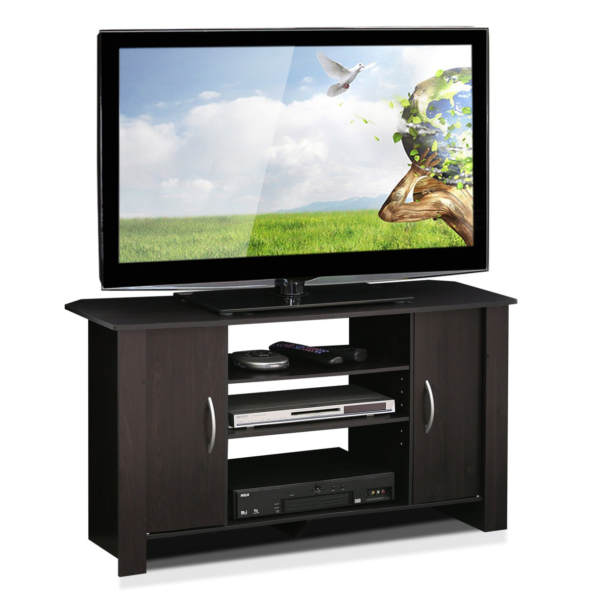 Furinno Econ TV Stand Entertainment Center, Espresso Furinno