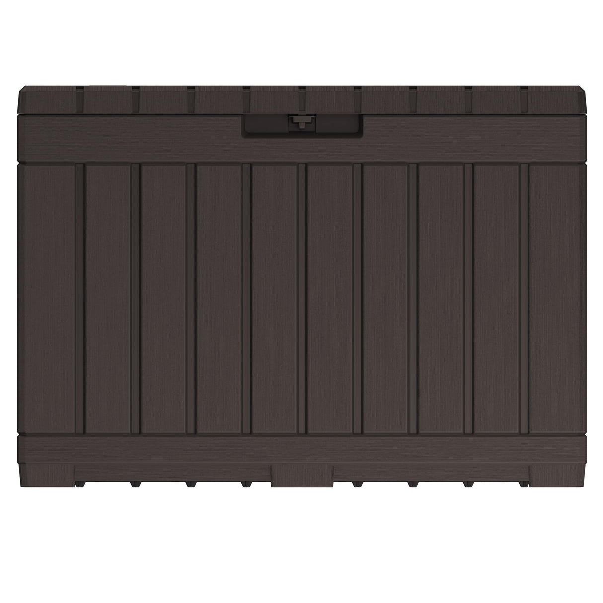 Keter Kentwood 50 Gallon Resin Deck Box-Organization and Storage for Patio Cushions, Throw Pillows and Garden Tools, Brown Keter