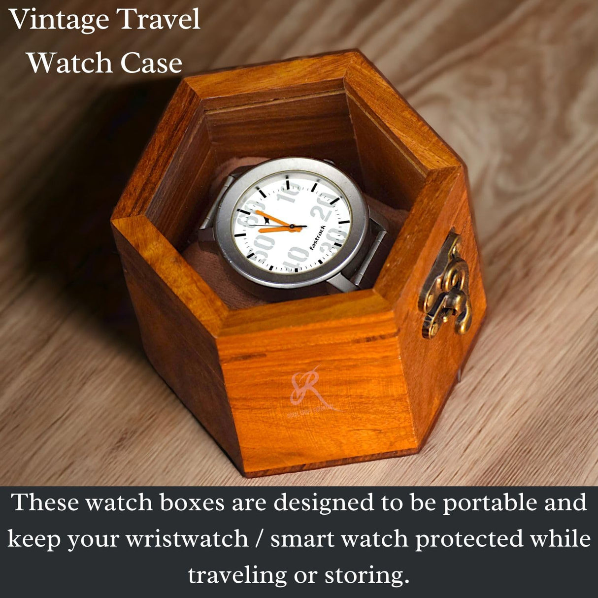 Wooden Watch Box, Single Slot Watch Display Case Mens Watch Box Organizer, Dark Rosewood Watch Cases for Men Watch Storage, Valentines Gift Watch Organizer Holder Case for travel with Glass Lid Royal Craft Expertise