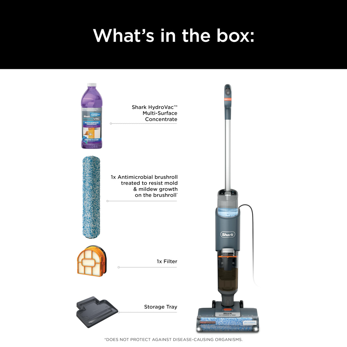 Shark HydroVac MessMaster Wet Dry Corded Vacuum Cleaner, 3-in-1 Multi-Surface Vacuum Mop & Self-Cleaning System, Lightweight, Powerful Suction, for Hard Floors & Area Rugs, Navy, WD161 Shark