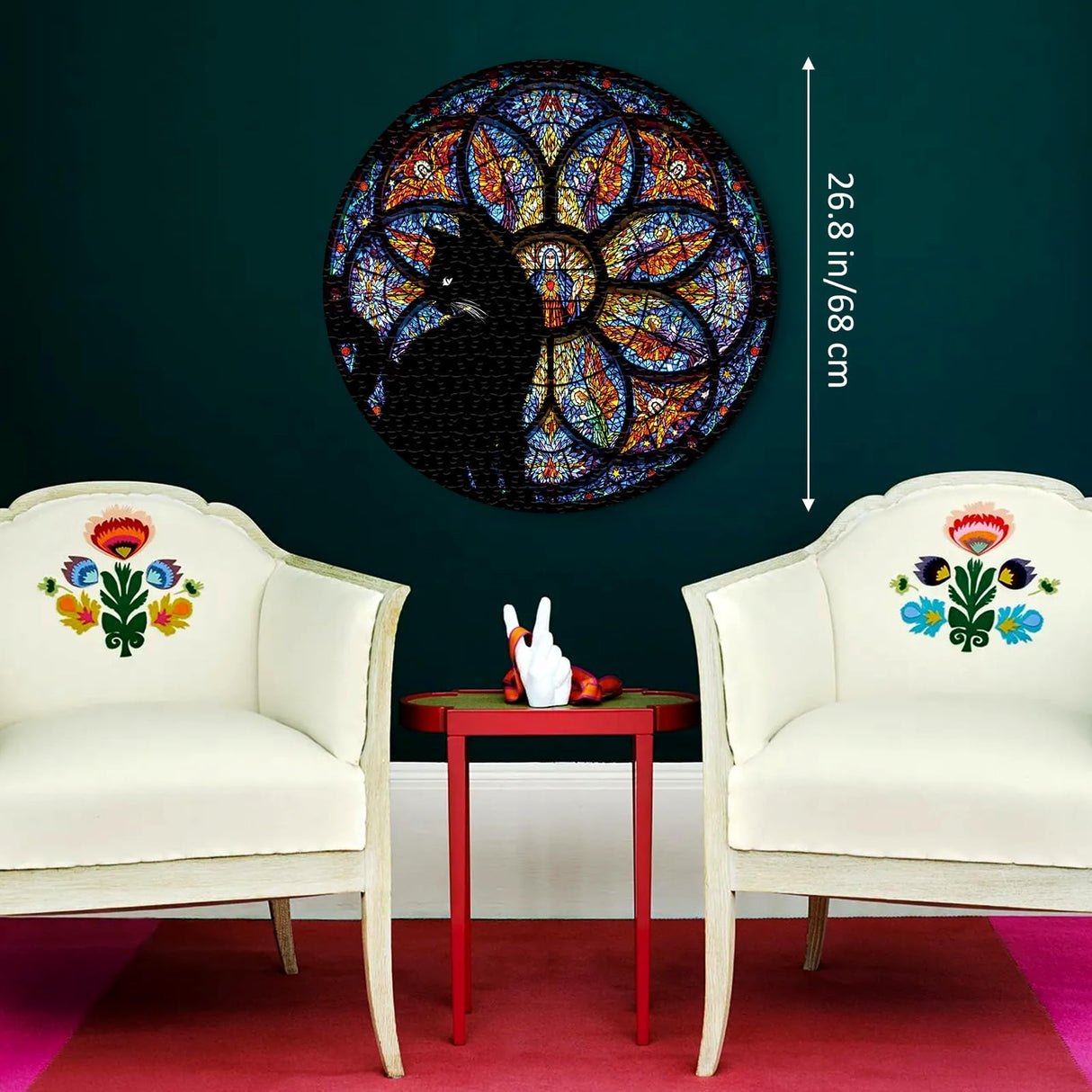 Stained Glass Cat Puzzle for Adults 1000 Piece, Colorful Religious Christian Jigsaw Puzzle, Kitty Kitten Mandala Puzzle BBOLDIN