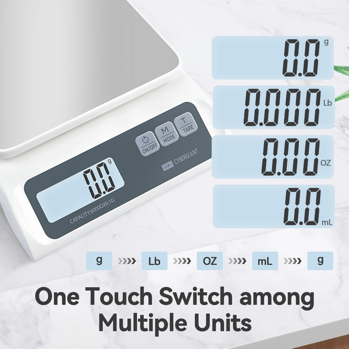 CYBERGIANT 13lb/0.1g Precision Digital Food Scale - Meal Prep Kitchen Baking & Espresso Coffee - Gram Scale with Stainless Steel Platform & LCD Display Cybergiant