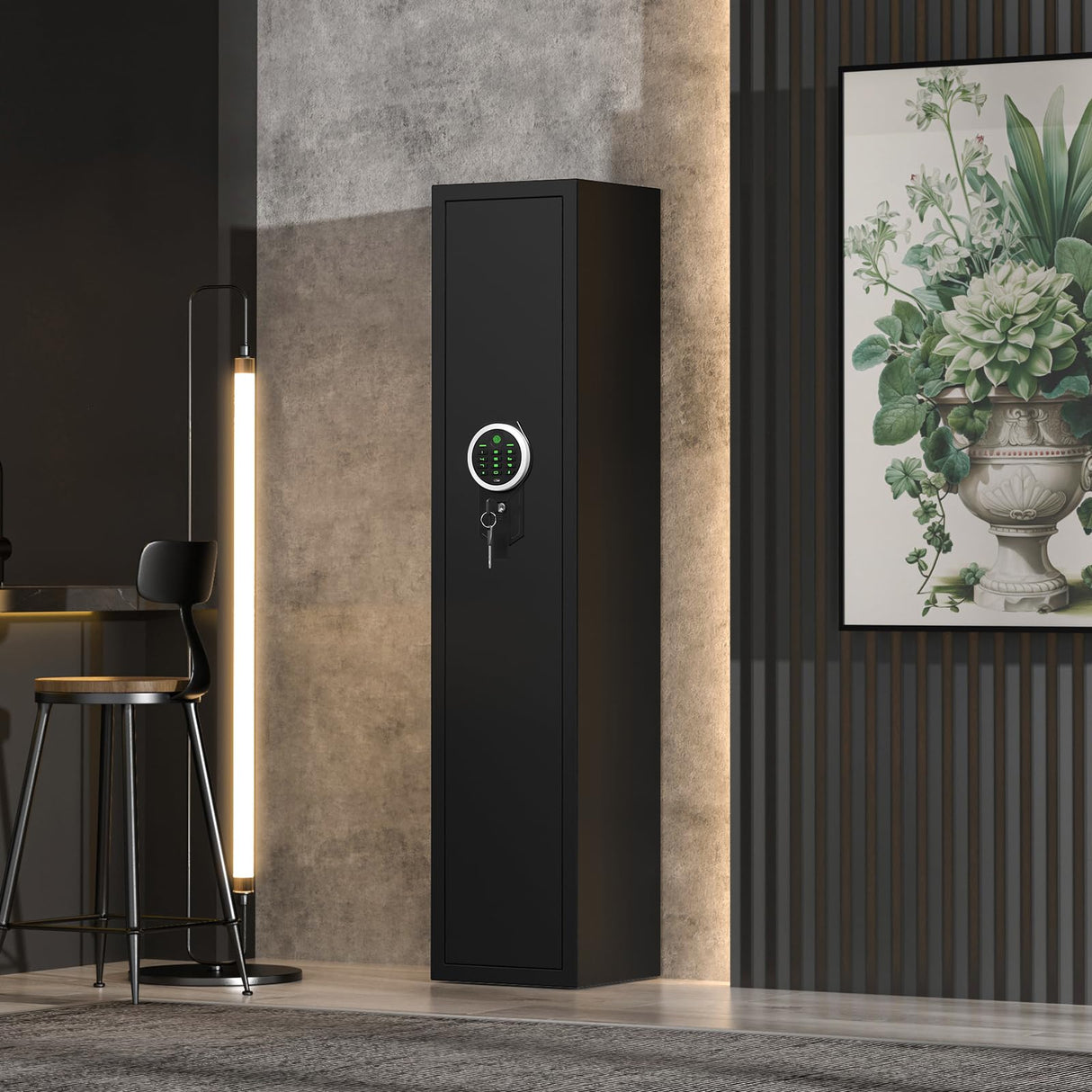 4-5 Biometric Rifle Gun Safe, Large Gun Safes for Home Rifle and Pistols with Backlit Keypad, Quick Access Fingerprint Gun Cabinet with Removable Shelf and Silent Mode kavey