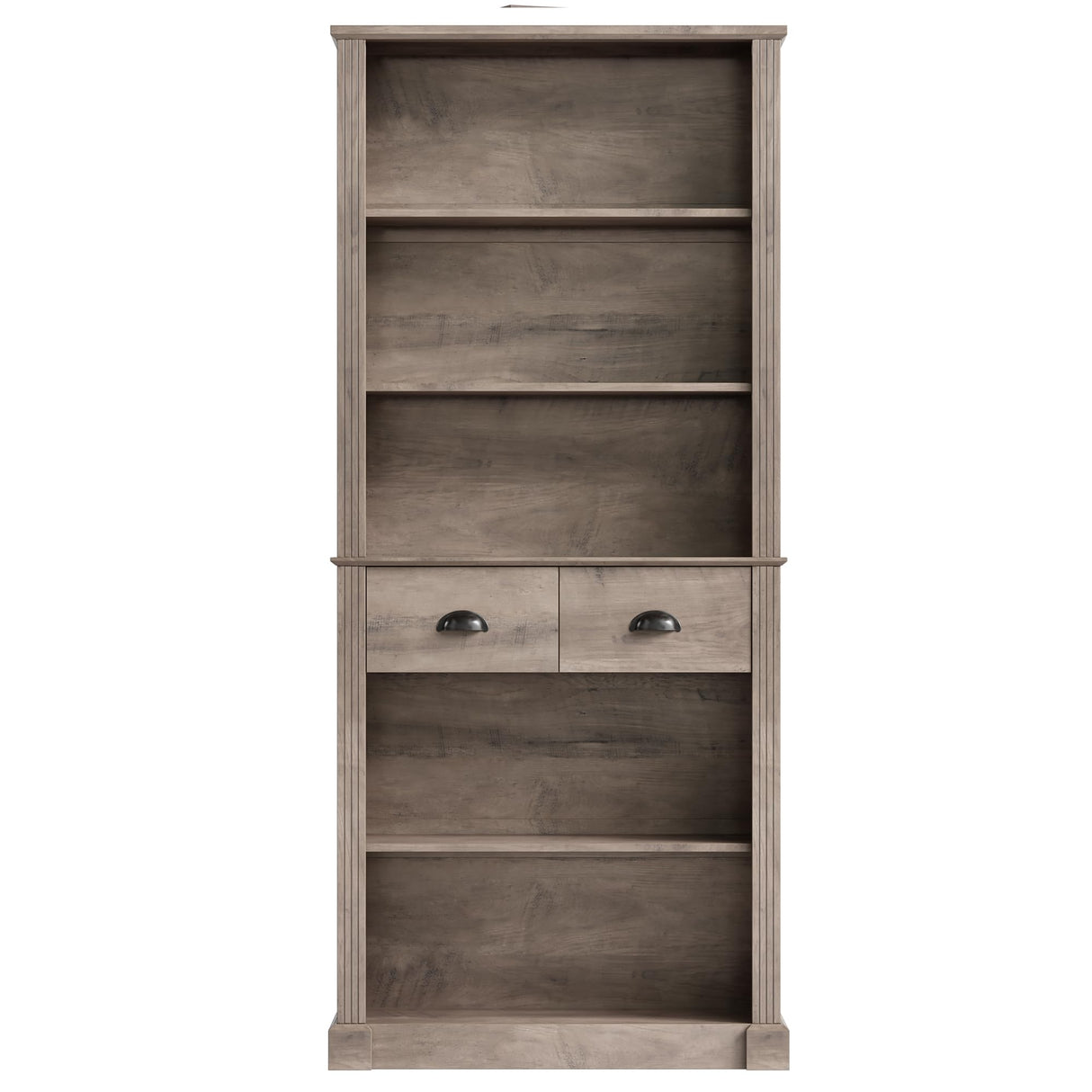 FACBOTALL 72" Farmhouse Bookshelf and Bookcase with Storage, Tall Bookshelf with Drawers, 5 Tier Book Shelf with Storage, Wood Display Shelves for Home Office, Study, Wash Gray FACBOTALL
