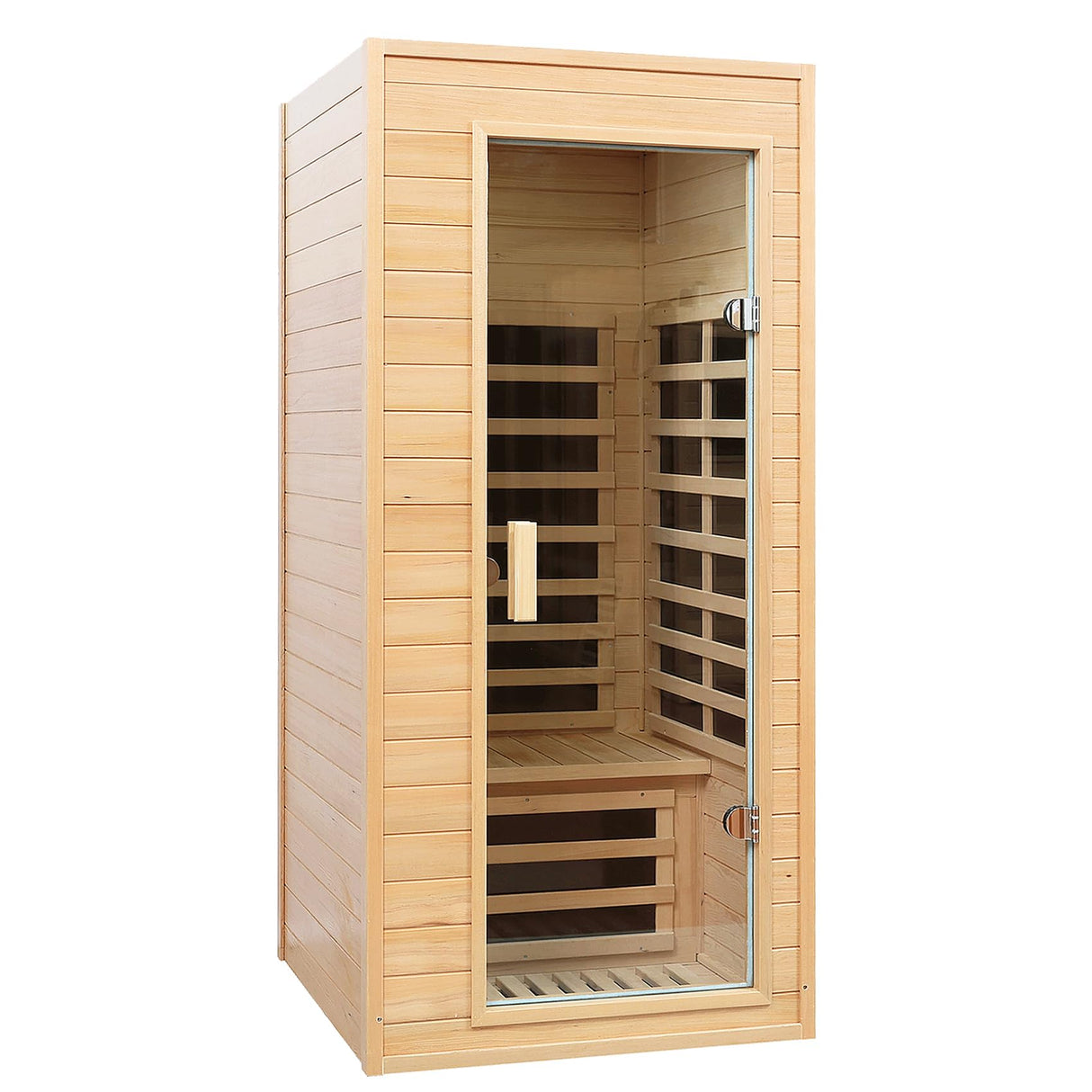 SALUSHEAT Far Infrared Sauna, 1 Person Infrared Sauna, Canadian Hemlock Wood 1290W Low-EMF Infrared Saunas for Home with Control Panel, Bluetooth Speakers, Reading Lamp SALUSHEAT