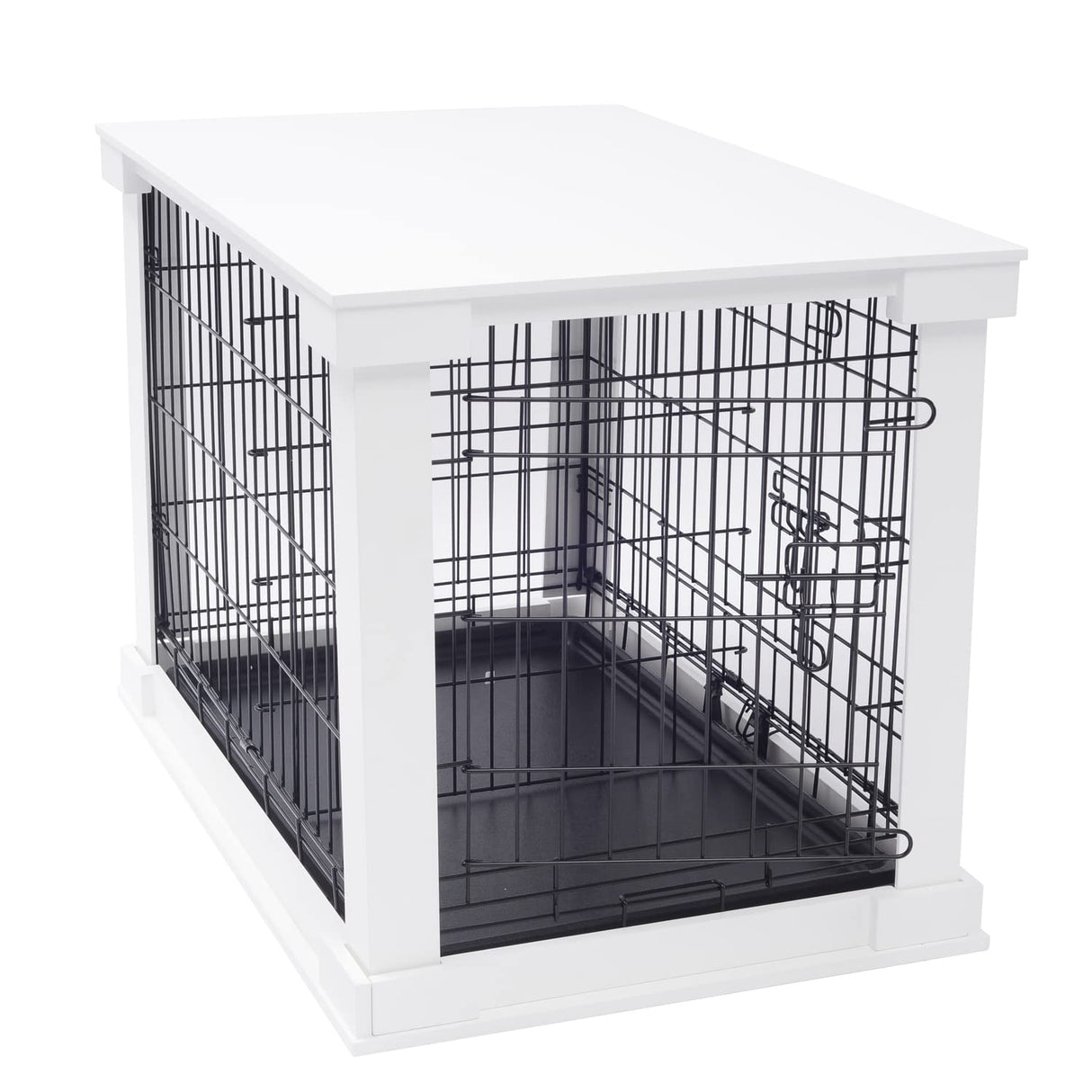 zoovilla White Dog Cage with Crate Cover, Dog Kennel Medium zoovilla
