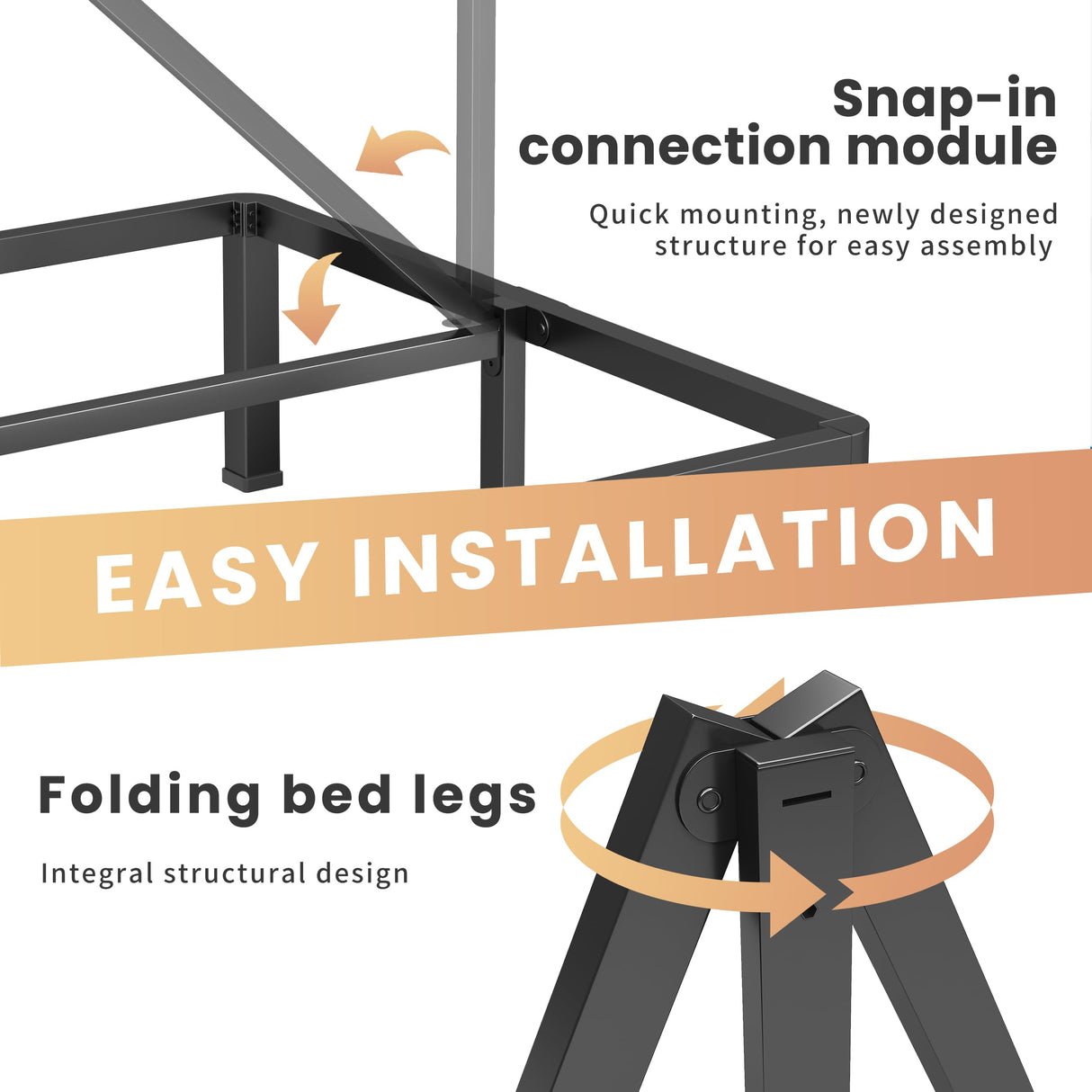 VIPSHOW 20 Inch King Heavy Duty 3500 lbs Bed Frame with Round-Corner Legs & Anti-Squeak Design – Quick Assembly Metal Platform, No Box Spring Needed VIPSHOW