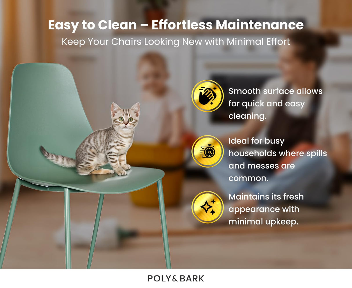 POLY & BARK Isla Modern Kitchen Chairs Set of 4 - Plastic Dining Chair with Metal Legs - Quick Assembly Simple Cafe Chairs Plastic for Indoor or Outdoor - Pistachio Green POLY & BARK