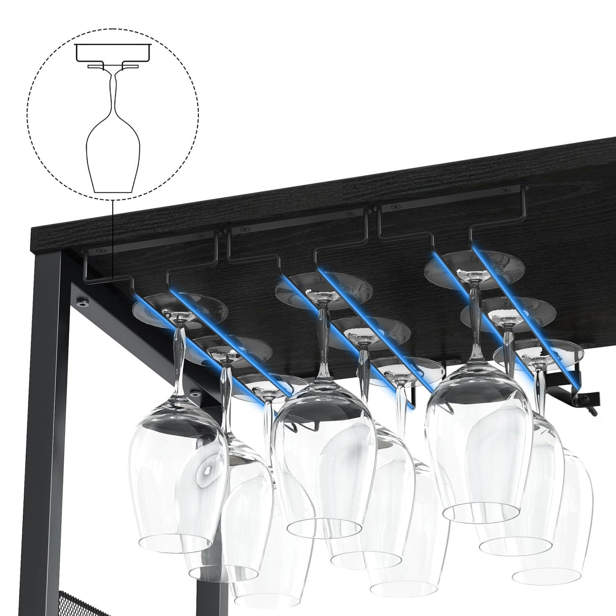 GAOMON Coffee Wine Bar Cabinet with Storage and Detachable Rack, Farmhouse Sideboard and Buffet Cabinet with Glass Holder and Mesh Door, Liquor Coffee Bar Cupboard, Black GAOMON