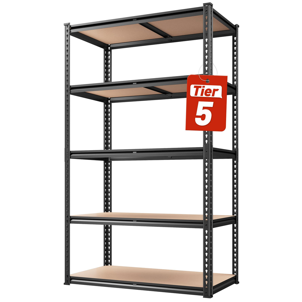 REIBII 72" H x 35.55" W x 16" D Storage Shelves 5 Tier Garage Shelving Heavy Duty 2020LBS Adjustable Metal Shelving Unit for Garage Shelves Utility Rack Shelf for Basement Pantry Closet Shelves,Black REIBII