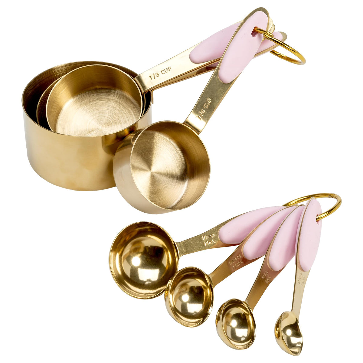 Paris Hilton Measuring Cups and Spoons Set, Stainless Steel with Pink ...