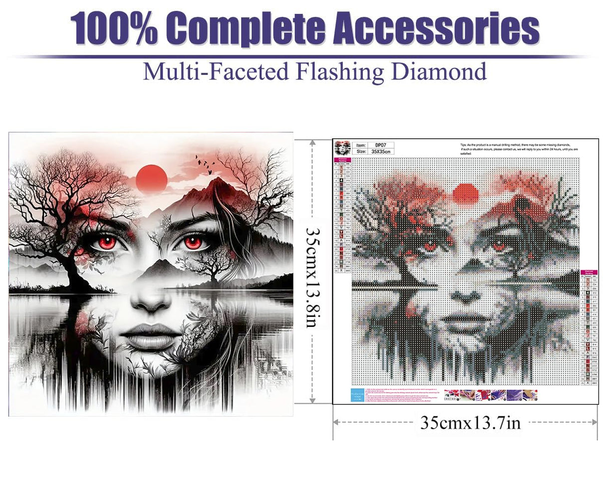 MXZCZX 5D Sunset Diamond Painting Kits for Adults Beginners,Mountain Diamond Art Kit, DIY Sunset Scenery Full Round Drill Paint with Diamond Pictures Gem Art, Home Wall Decor 14x14In MXCFZX