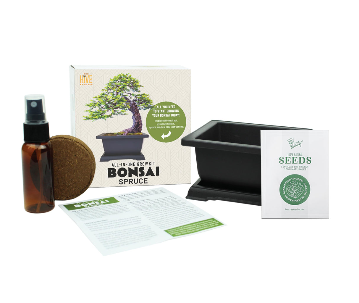 BUZZY Seeds Bonsai Complete Starter Kit (Norway Spruce) - Gardening Gifts - Guaranteed to Grow - Best Indoor Grow Your Own Gardening Gift - Hobbies for Plant Lovers or Unique Christmas Gifts BUZZY