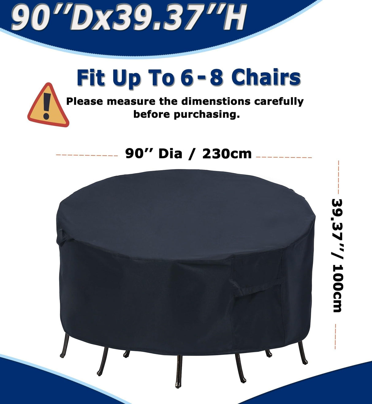 Round Patio Furniture Covers - 90" Dia Waterproof Table & Fire Pit Cover - Anti-Fading for Outdoor Dining Sets TIFILE