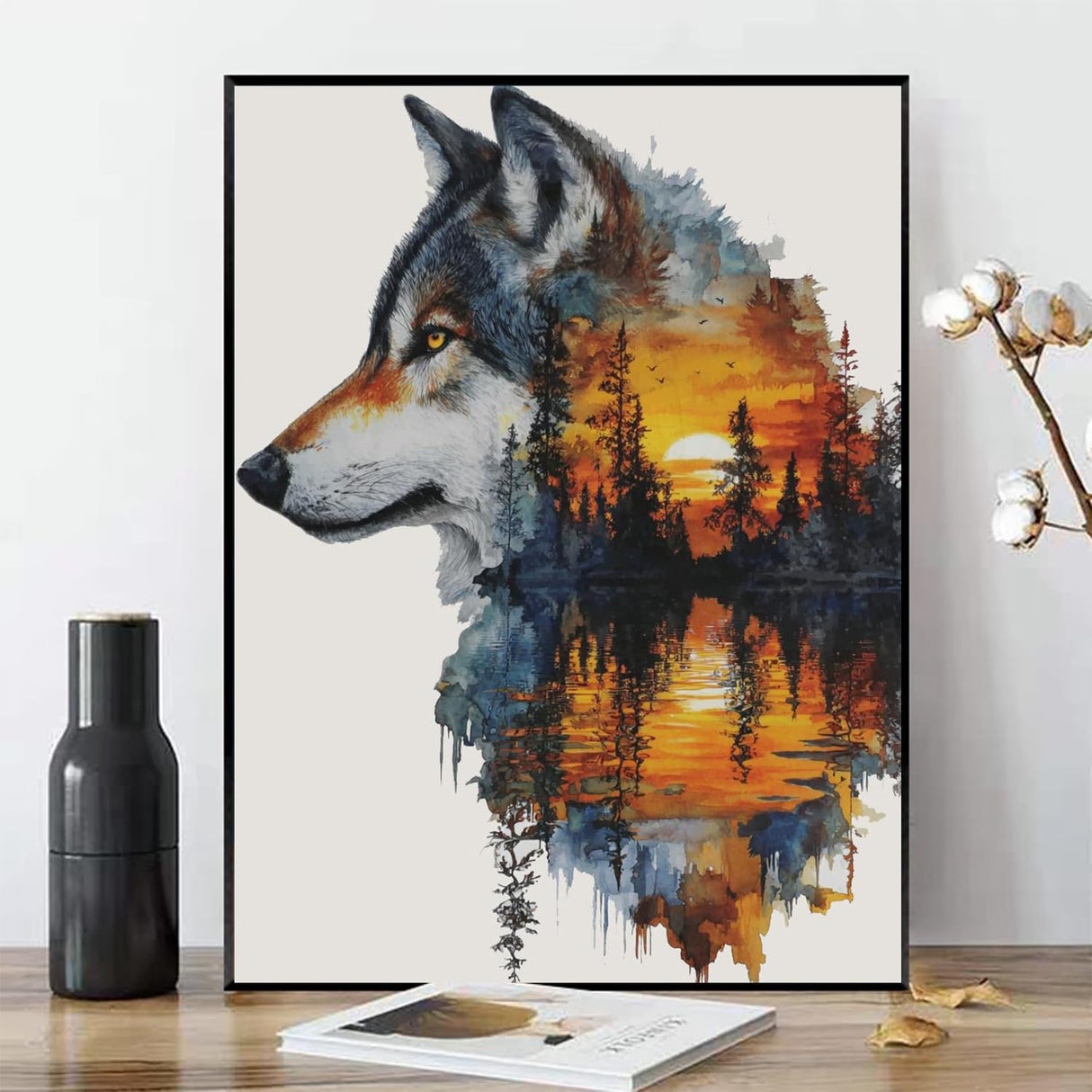 xcemhil Wolf Paint by Numbers Kit for Adults, Wolf Painting by Numbers, Adult Paint by Number Kits Suitable for Gifts and Interior Decor 16x20 Inch xcemhil