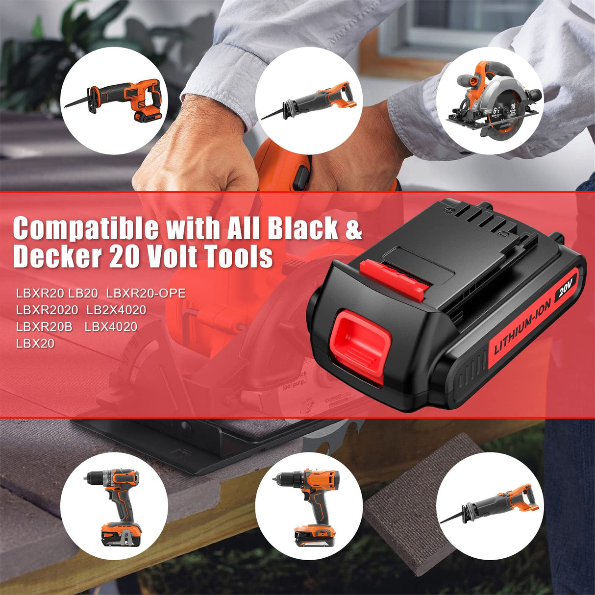 TURPOW Upgraded 3800mAh Replacement for Black and Decker 20V Lithium Battery MAX LBXR20 LB20 LBX20 LBX4020 LB2X4020 LBXR2020-OPE Cordless Power Tools with Wall Mount Holder TURPOW